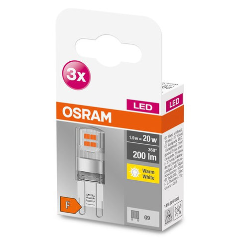 OSRAM LED Base Stiftsockellampe LED Lampe (ex 20W) 1,9W / 2700K Warmweiß PIN G9 3er Pack