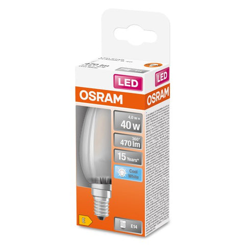 OSRAM Retrofit Classic B LED Lampe Kerzenform matt (ex 40W) 4W / 4000K Kaltweiß E14