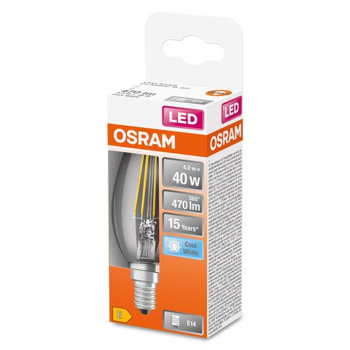 OSRAM Retrofit Classic B LED Lampe Kerzenform (ex 40W) 4W / 4000K Kaltweiß E14