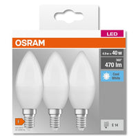 OSRAM LED BASE CLASSIC B Lampe matt (ex 40W) 5,5W / 4000K Kaltweiß E14, 3er Pack