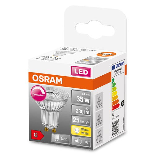 OSRAM LED SUPERSTAR PAR16 LED Spot dimmbar (ex 35W) 3,7W / 2700K Warmweiß GU10
