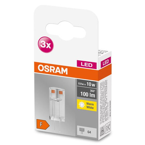 OSRAM LED Base Stiftsockellampe LED Lampe 12V (ex 10W) 0,90W / 2700K Warmweiß PIN G4 3er Pack
