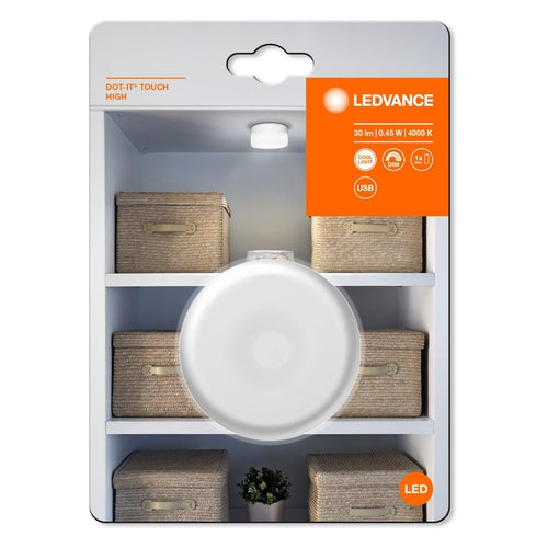 LEDVANCE Batteriebetriebene Leuchte LED: für Wand/Schrankunterseiten, DOT-it Touch / 0,45 W, 5 V, Ausstrahlungswinkel: 120°, Cool White, 4000 K-LEDVANCE-LEDVANCE Shop
